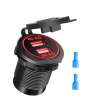 자동차 충전기 듀얼 USB 소켓 전원 콘센트 어댑터 5V 방수 QC3.0 포트 빠른 충전 스마트폰 보트 해양, 01 Red