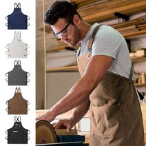 바리스타 카페 공방 미술 다용도 캔버스 앞치마, 베이지