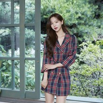 [AHA]레드 원피스 체크 졸업사진 졸사 졸업사진컨셉 투버튼100417ea