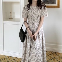 쏭포유 메쉬플라워 반팔 세련된 원피스 2color