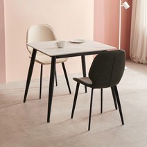 라로퍼니처 쿠키 800 포세린 통 세라믹 2인 식탁 세트 (식탁+의자2), 화이트 상판+아이보리 의자1+그레이 의자1
