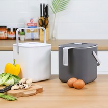 위생적인 분리형 배수채반 밀폐형 음식물 쓰레기통 3L, 블랙