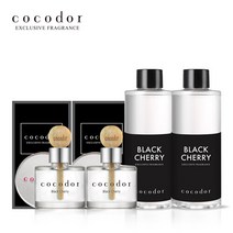 코코도르 차량용 우드볼 디퓨저 50ml X 2개+ 리필액 200ml 2개, 01_차량용우드볼50ml/블랙체리x2/003_뉴CO리필/프렌치라벤더x2