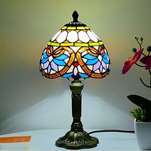 공간 온에어 조명 지중해 레트로 스테인드 글라스 빈티지 아트 터키어 모자이크 책상 나이트 스탠드 이케아, 01 EU plug, 09 I