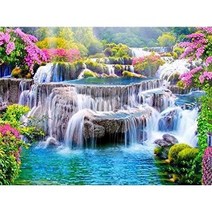 DIY 보석십자수 인테리어 폭포 산수화 풍경 3d /세트 211013714, 50cm*40cm, 원형비즈