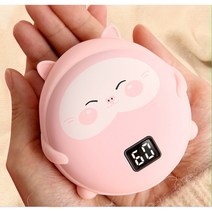 1+1 대용량 10000mAh 귀여운 캐릭터 충전식 손난로 5핀 C타입 가능 양면발열 충전용 전기 전자 핫팩 보조배터리 휴대용 어린이 커플 연인 졸업 신년 선물, 핑크2