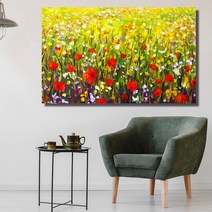 유홍아트 붉은 들판 와이드 풍경 사진 그림 액자 6호(41x27cm) (5729207)