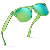 Retro Rewind 편광 선글라스 남성용 여성용 자외선 차단 클래식 투명 | 레보 로즈 골드, Transparent Lime Green | Revo