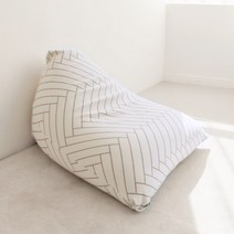 리누 꿀바른 빈백 유니크 대형 1인 소파 자수면 북유럽스타일, 헤링본 크림 브라운