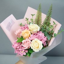 [바보사랑] 핑크 비누 장미 수국 꽃바구니, 상세 설명 참조