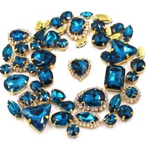 보석 부자재 50 개 액세서리 헤어핀 머리띠 큐빅 공예 재료 리본 브로치, Gold Claw, Peacock Blue