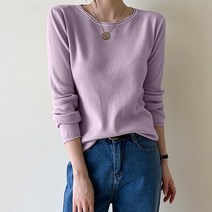 데일리앤 여성 가을 골지 라운드 긴팔 니트 티셔츠 밀레