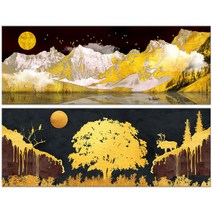 더 아트 컴퍼니 재물운 상승 풍수지리 돈 들어오는 사업운 성취 추상 황금 풍수 와이드 그림 캔버스액자 10종, 7. 부귀영화 황금 숲 와이드