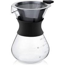 YunNasi 핸드드립 커피 서버 내열유리 200ml 커피 드리퍼 스테인레스 필터, 커피 드립 서버ml, 400ml