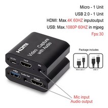 비디오 캡쳐보드 카드 HDMI 방송장비 풀 hd 1080p usb 2.0 3.0 게임, usb 2.0 오디오 블랙