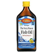 Carlson 노르웨이산 피쉬 오일 천연 레몬 맛 500ml(1 600mg)옵션확인필수, 16.9 액상 온스, 내추럴 레몬