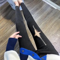 큰옷청바지 하이웨이스트 날씬해 보이는 블랙 몸빼 개성 지퍼 찢청패션 가을 빅사이즈 2586603273