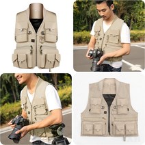 멀티포켓 조끼 베이지 XL 레저용조끼 노인조끼 공사현장조끼