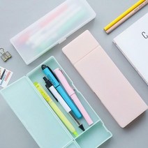 사무용품 반투명 무지 플라스틱 사각 심플 필통, 심플필통 S 민트