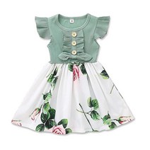 VINUOKER 유아 소녀 여름 가을 꽃무늬 드레스 여아용 선드레스 캐주얼 의류 드레스 아동용 어린 소녀 의류 레드