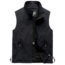 Hixiaohe 남성용 캐주얼 경량 아웃도어 조끼 작업용 낚시 사진 여행용 블랙. Large