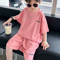 오로라 남아 상하 세트 주니어 여름 투피스 캐주얼 반팔 반바지 세트