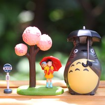 수족관바닥재 TOTORO 미야자키 하야오 류고양이 소매 볏섬 앞채 차량용 자동차 케익 베이킹 모형 2441160626, 10cm 용묘 벚꽃 나무가 작다 월배