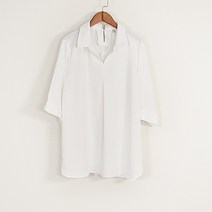 빅걸스토리 여성 빅사이즈 마랭 카라 7부 고급스러운 베이직 블라우스