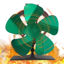 무연통펠렛난로 안전망 투입구 불멍 캠핑 화목 난로 열로 작동하는 저소음 5 엽 안전 벽난로 팬 열 구동, 01 Green