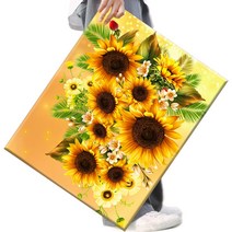 FASEN 액자 캔버스형보석십자수 DIY세트 라운드 비즈 40 X 50cm, FSE82.해바라기