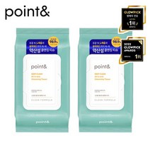 [포인트(화장품)] 포인트앤 딥 클린 올인원 약산성 클렌징 티슈 80매 X 2개, 80개입
