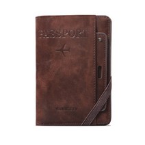 (태양유통) 가죽 여권 지갑 케이스 파우치 홀더, 커피색, 1개