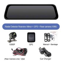 어라운드뷰 후방 사이드 카메라 ADD키 10 quot스 자동차 Dvr 레이더 감지기 백미러 카메라 FHD 1080P 등록, 02 with rear camera_01 16G