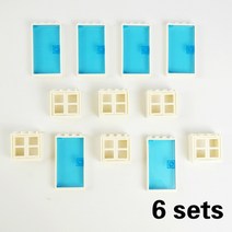 롱브릭타일 접착식파벽돌 파벽돌 DIY 빌딩 블록 벽 피규어 벽돌 두꺼운 1x2 1x3 1x4 L 도트 MOC 도시 건설, 21 doors windows 6 sets