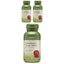 GNC 크랜베리 프루트 500mg 캡슐 글루텐 프리 무설탕, 100개입, 3개