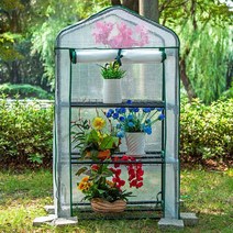 greenhouse 조립식비닐하우스 미니비닐하우스 소형 베란단 비닐하우스 다육이[3단 PE격자화이트커버], 1개