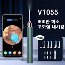 위드트레이 스마트 가시 귀이개 내시경 귀이개 500W 800W 고화질 카메라 앱 링크 LED 조명 소프트헤드 USB충전, V1055그린, 1개, 1개