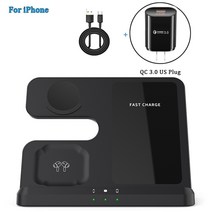 무선충전기 3in 1 Wireless Charger Stand 15W Qi Fast Charging Dock Station for Apple Watch 7 AirPods, 03 Q10-A-BK-US