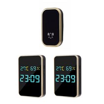 현관문종 배터리 무선 초인종 자체 전원 도어 벨 디스플레이 온도 습도 시간 433mhz 가정 야외 웰컴 링 차임, [02] 미국 플매트 카펫 매트 카펫 매트 카펫 러그, [02] 1 To 2