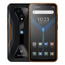 통신사 이동 Blackview bl5000 듀얼 5g 견고한 스마트 폰 ip68 방수 8gb 128gb 글로벌 밴드 nfc 12mp 후면 카메라 5g 휴대 전화, 에어두즈 1 추가, 주황색