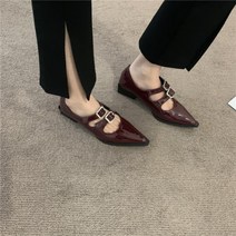 여성 구두 로퍼 가죽 중간 굽 메리 제인 보석 비즈니스 숙녀 화 패션 선물 직장인 중년