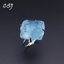 아쿠아마린반지 3월 탄생석 별자리 반지 CSJ 불규칙한 아쿠아 마린 반지 스털링 925 실버 천연 보석 원시