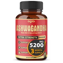 Agobi 아슈와간다 뿌리 커큐민 로디올라 생강 후추 5in1 5200mg 90캡슐, 90캡슐 2개