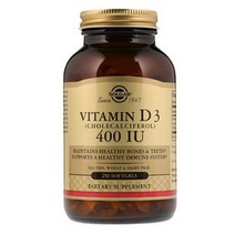 솔가 비타민 D3 콜레칼시페롤 400IU 글루텐 프리 무설탕 소프트젤, 250개입, 2개