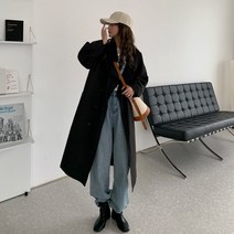 SMOPIG 여성 봄가을 트렌치 롱 트렌치코트