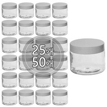 [50개묶음판매] PET 크림용기 20g 30g 40g 50g 100g 150g 200g 250g DIY 소분 용기 슬라임통, 150g 투명용기, 검정캡, 50개