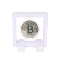 비트코인 기념주화 은화 금화 희귀동전 컬렉션 bitcoin 오래된 동전 장식 실버 디스플레이 스탠드 스토리지 박스 홈 오피스 데스크 장식 수집가 선물, 실버 코인 화이트