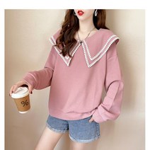 여성 여자 루즈핏 레이스 이중 빅카라 오버핏 맨투맨티