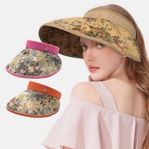 국내생산 여성 여자 접이식 휴대용 썬캡 모자 린넨 특수 재질 LINEN ROSE