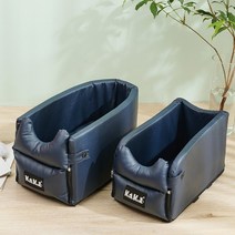KAKA 강아지 가죽 콘솔 박스 카시트 반려견 외출용품 애견드라이빙킷, 원형+그물망